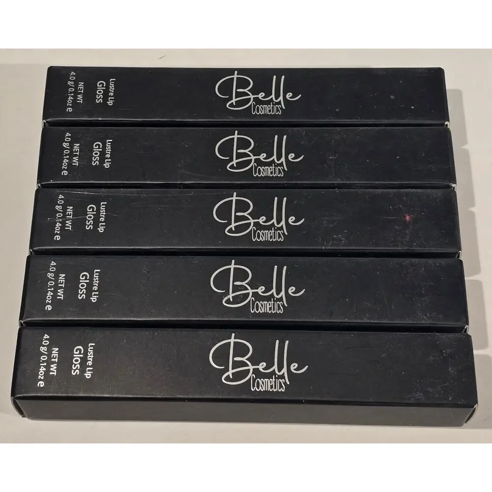 New Belle Cosmetics Lustre Lip Gloss Lot 5 Shades 01 02 04 06 10